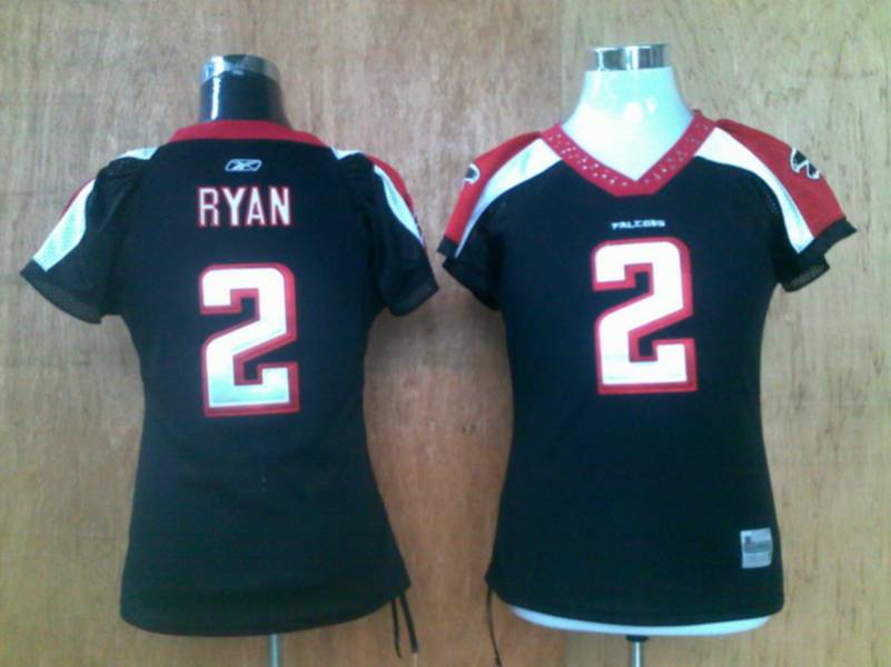 Falcons #2 Matt Ryan Black Women's Field Flirt Stitched NFL Jersey - Click Image to Close